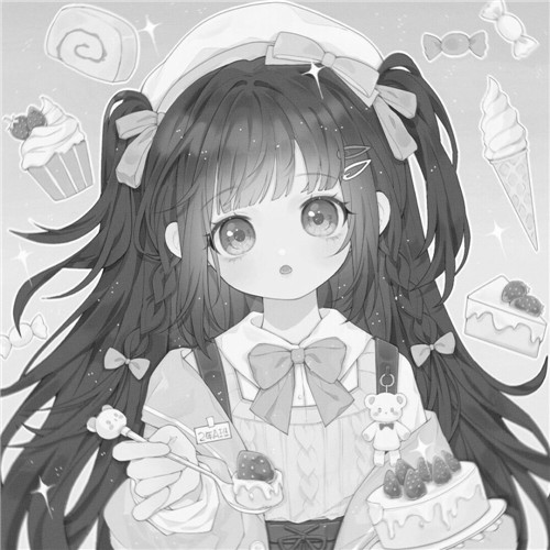 二人闺蜜女生黑白动漫头像图片