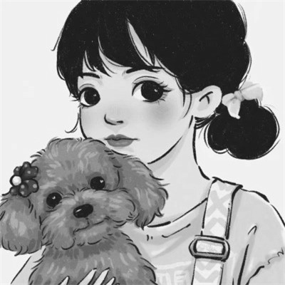 黑白头像女生可爱高清图片