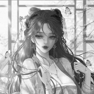 动漫古风头像黑白图片