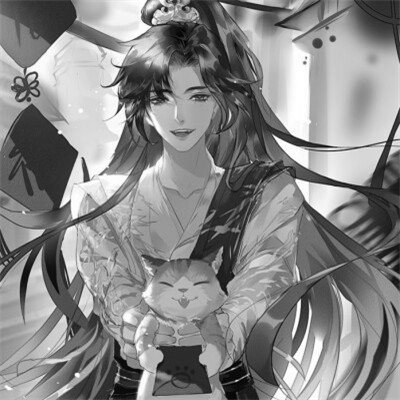 动漫古风头像黑白图片