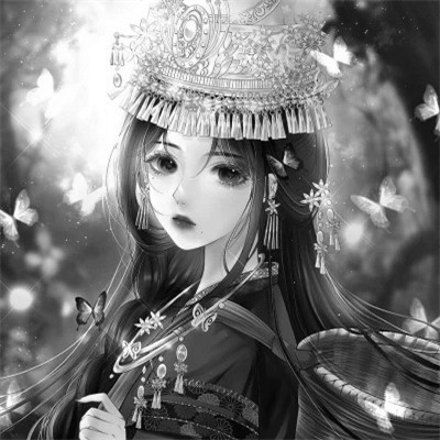 动漫古风头像黑白图片
