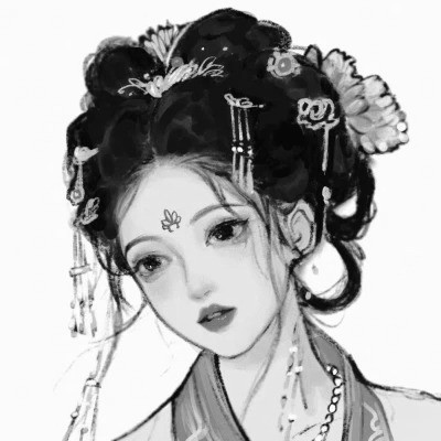 动漫古风头像黑白图片