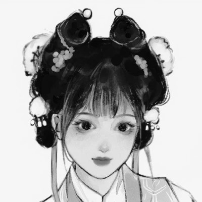 动漫古风头像黑白图片