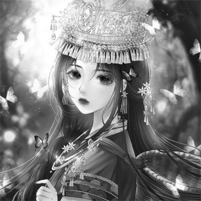 动漫古风头像黑白图片