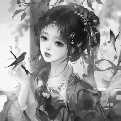 动漫古风头像黑白图片