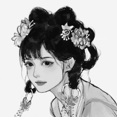 动漫古风头像黑白图片