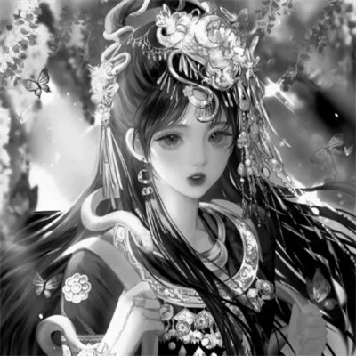 动漫古风头像黑白图片