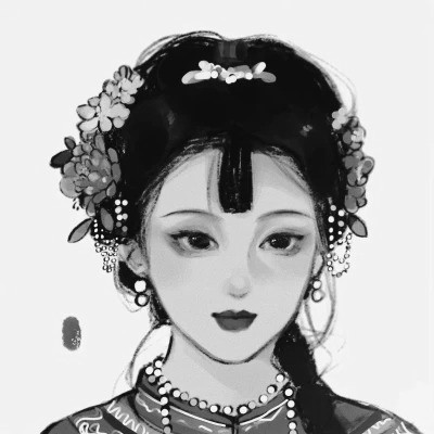 动漫古风头像黑白图片