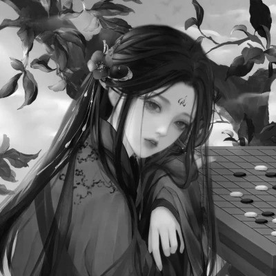 动漫古风头像黑白图片