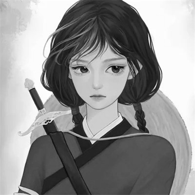 动漫古风头像黑白图片