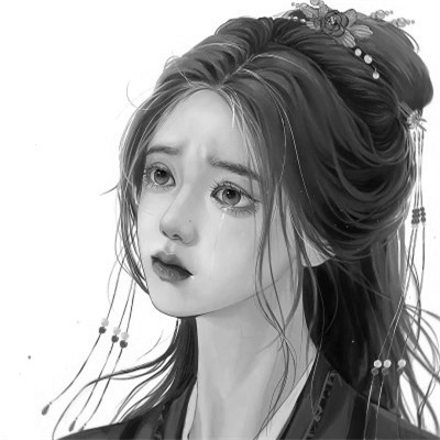 动漫古风头像黑白图片