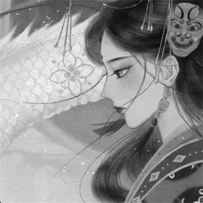 动漫古风头像黑白图片