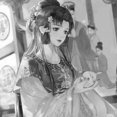 动漫古风头像黑白图片