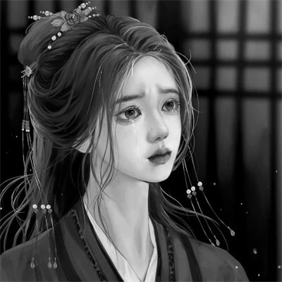 动漫古风头像黑白图片