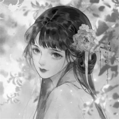 动漫古风头像黑白图片