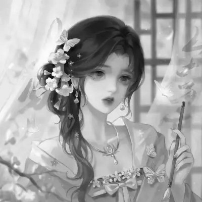 动漫古风头像黑白图片
