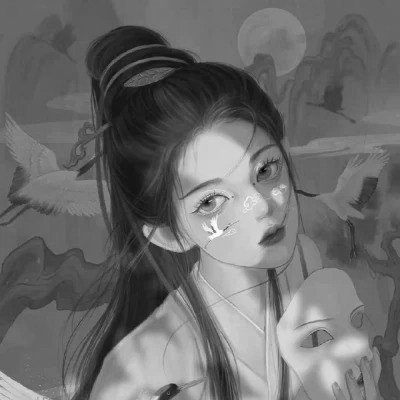 动漫古风头像黑白图片