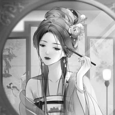 动漫古风头像黑白图片