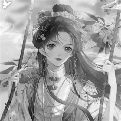 动漫古风头像黑白图片