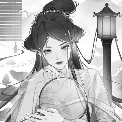 动漫古风头像黑白图片