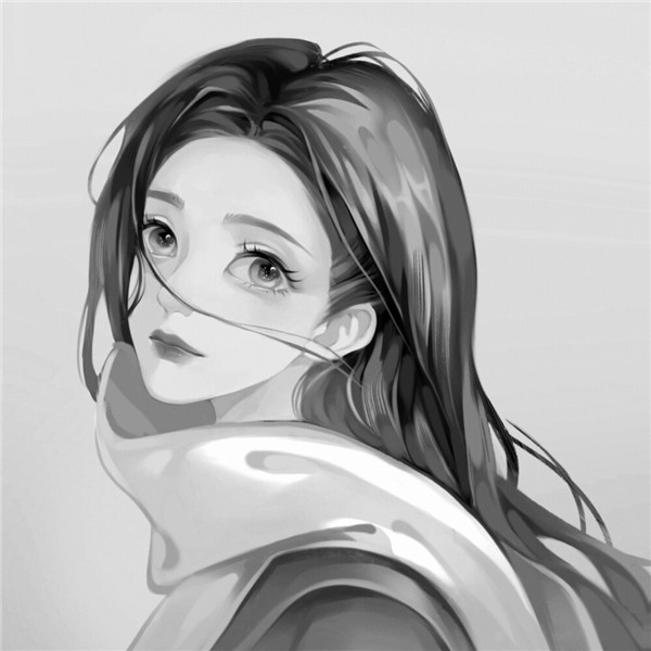 简单头像女生手绘黑白气质高清图片