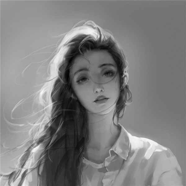 简单头像女生手绘黑白气质高清图片