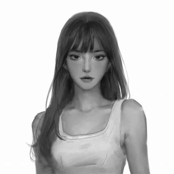 简单头像女生手绘黑白气质高清图片