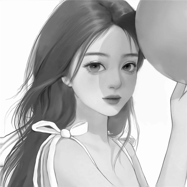 简单头像女生手绘黑白气质高清图片