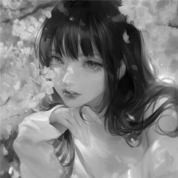 简单头像女生手绘黑白气质高清图片