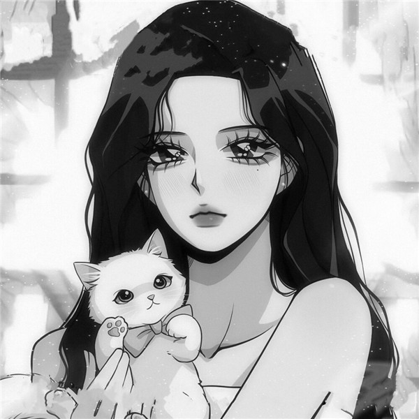 简单头像女生手绘黑白气质高清图片