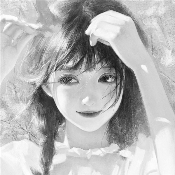 简单头像女生手绘黑白气质高清图片