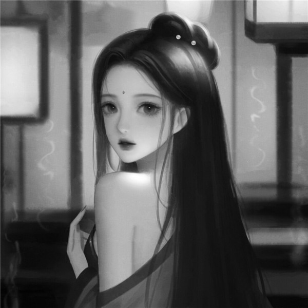 简单头像女生手绘黑白气质高清图片
