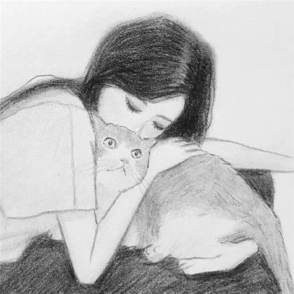 简单头像女生手绘黑白气质高清图片