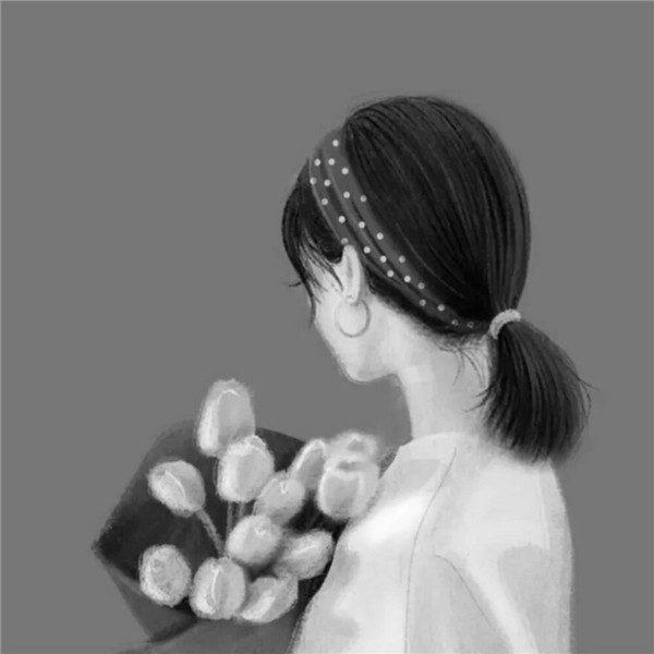 简单头像女生手绘黑白气质高清图片