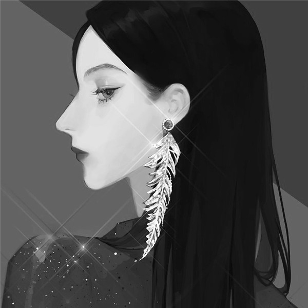 简单头像女生手绘黑白气质高清图片