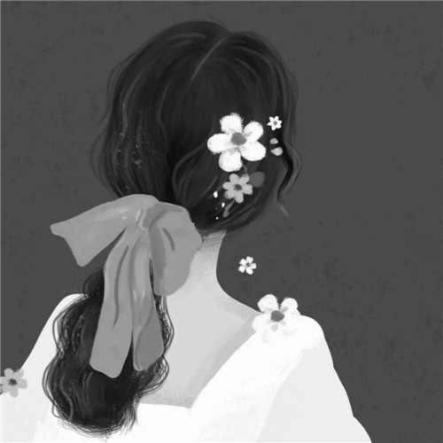 黑白风动漫手绘女生头像图片
