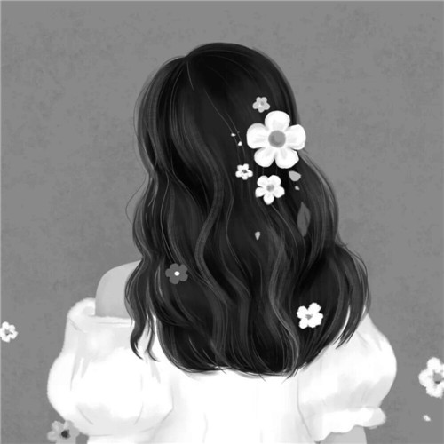 黑白风动漫手绘女生头像图片