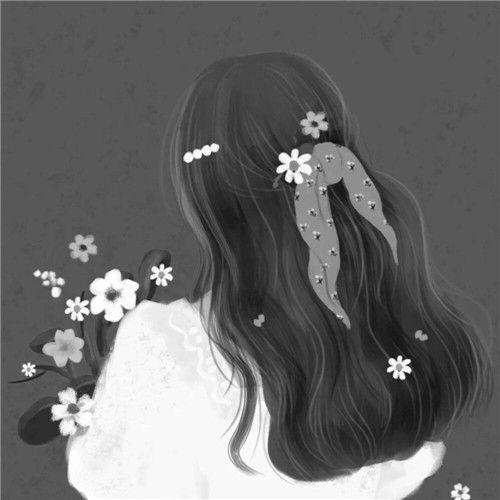 黑白风动漫手绘女生头像图片