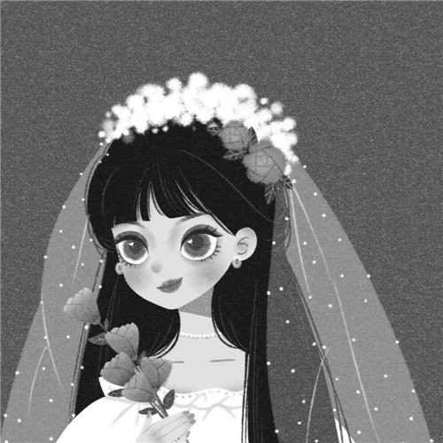 黑白风动漫手绘女生头像图片