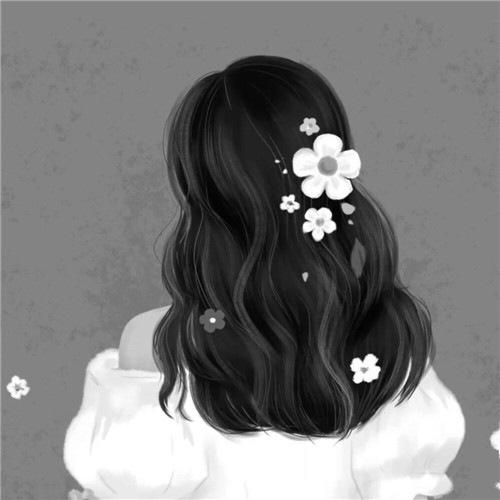 黑白风动漫手绘女生头像图片