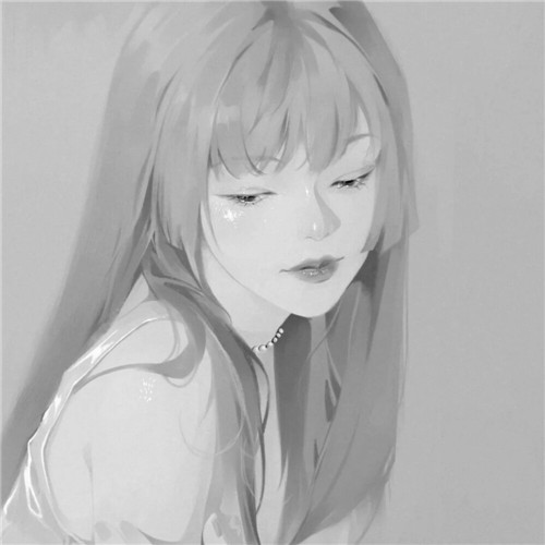黑白风动漫手绘女生头像图片