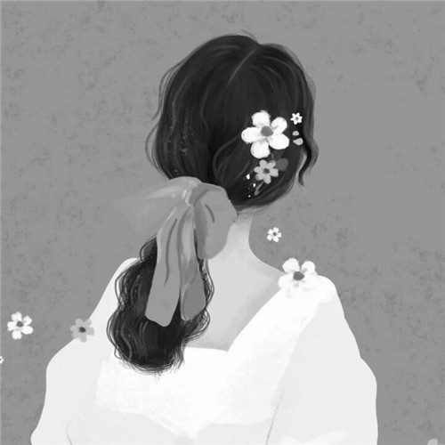 女生头像背影黑白手绘高清图片