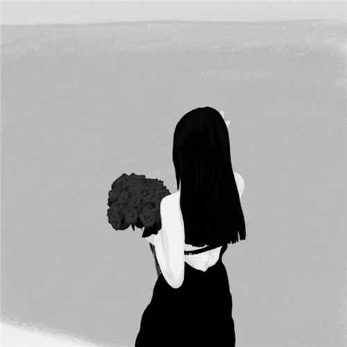 女生头像背影黑白手绘高清图片