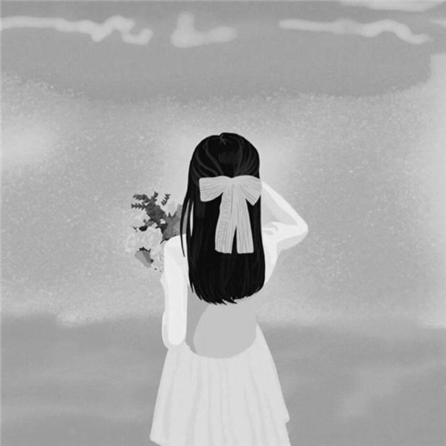 女生头像背影黑白手绘高清图片