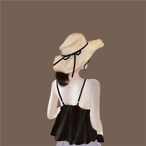 女生手绘背影头像