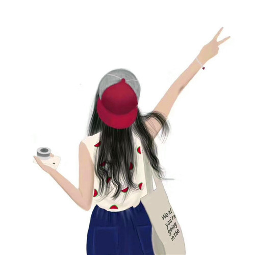 女生手绘背影头像