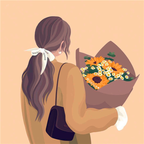 女生手绘背影头像
