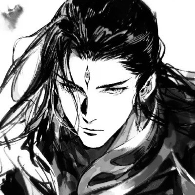 漫画古风男生头像黑白高清图片