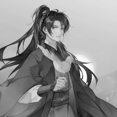 漫画古风男生头像黑白高清图片