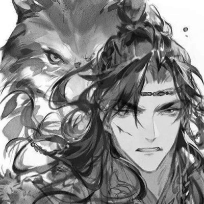 漫画古风男生头像黑白高清图片